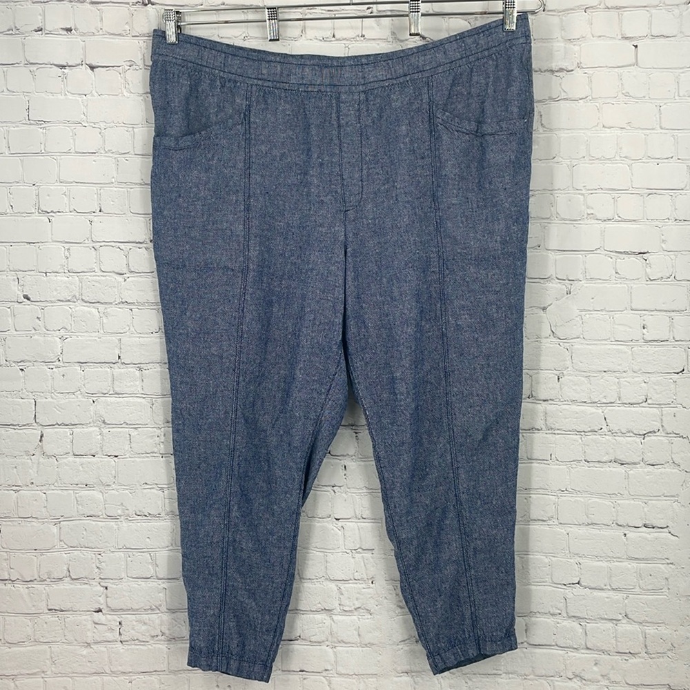 Old Navy Beachy Blue 55% Linen 45% Rayon/ Viscose XXL Vacation Pants